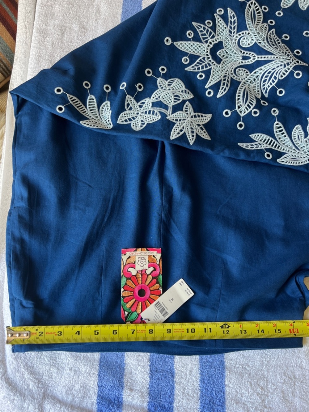 FARM Rio x Anthropologie Blue Embroidered Wide-Leg Pants Size Medium NWT - Picture 13 of 15